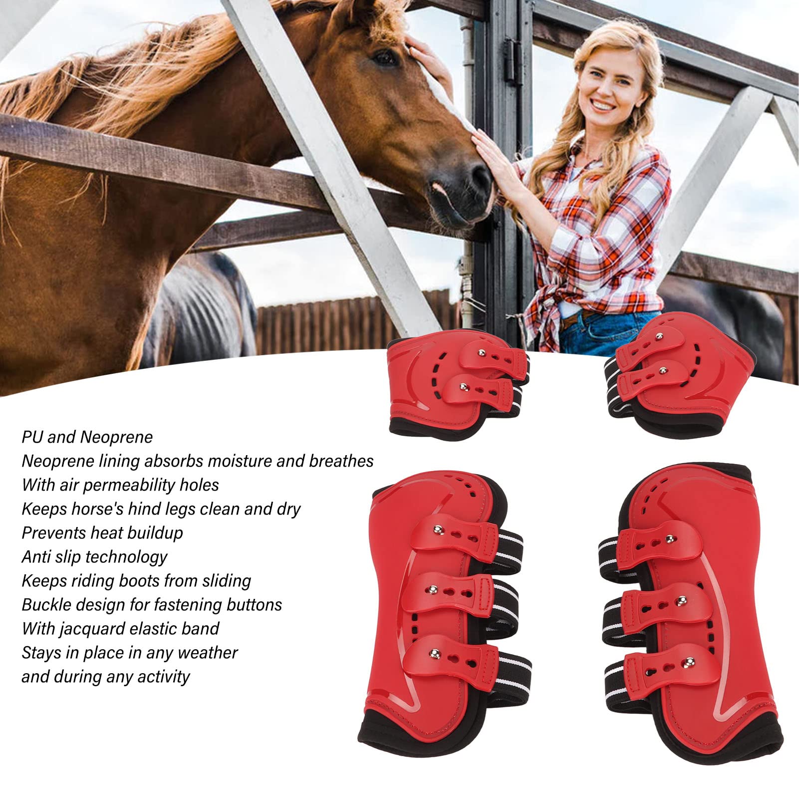 Paranocche da Cavallo, Paranocche da Cavallo Traspiranti Leggere, Antiusura e Antiscivolo, per Accessori per Cavalli (L)