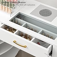 Vista 3 de Estación de manicura para uñas para tecnología de uñas, mesa de uñas con parte superior de cristal, resistente a la acetona con colector de polvo, 7