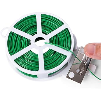 KINGLAKE Plant Wire Binding Wire 50 m Garden Wire Flower Wire Soft Garden Wire Plant Wire Sheathed Plant Cord with Built-in Cutter for Training Plants Green