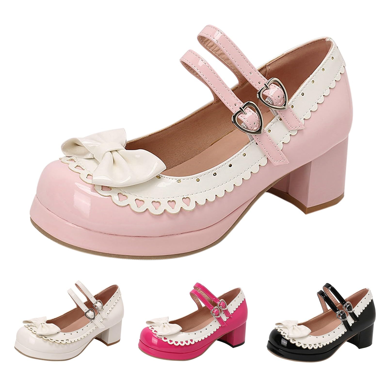 Scarpe da donna con plateau Mary Jane, tacco a blocco, graziose scarpe Lolita | Scarpe da donna per cosplay, scarpe da ballo con tacco basso, eleganti scarpe in pelle basse per feste