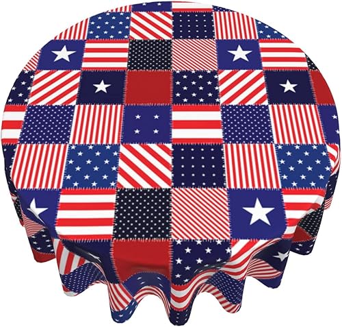 Miniatura 2 de Mantel redondo de fuegos artificiales del Día de la Independencia de los Estados Unidos, para primavera del 4 de julio, mantel patriótico, de