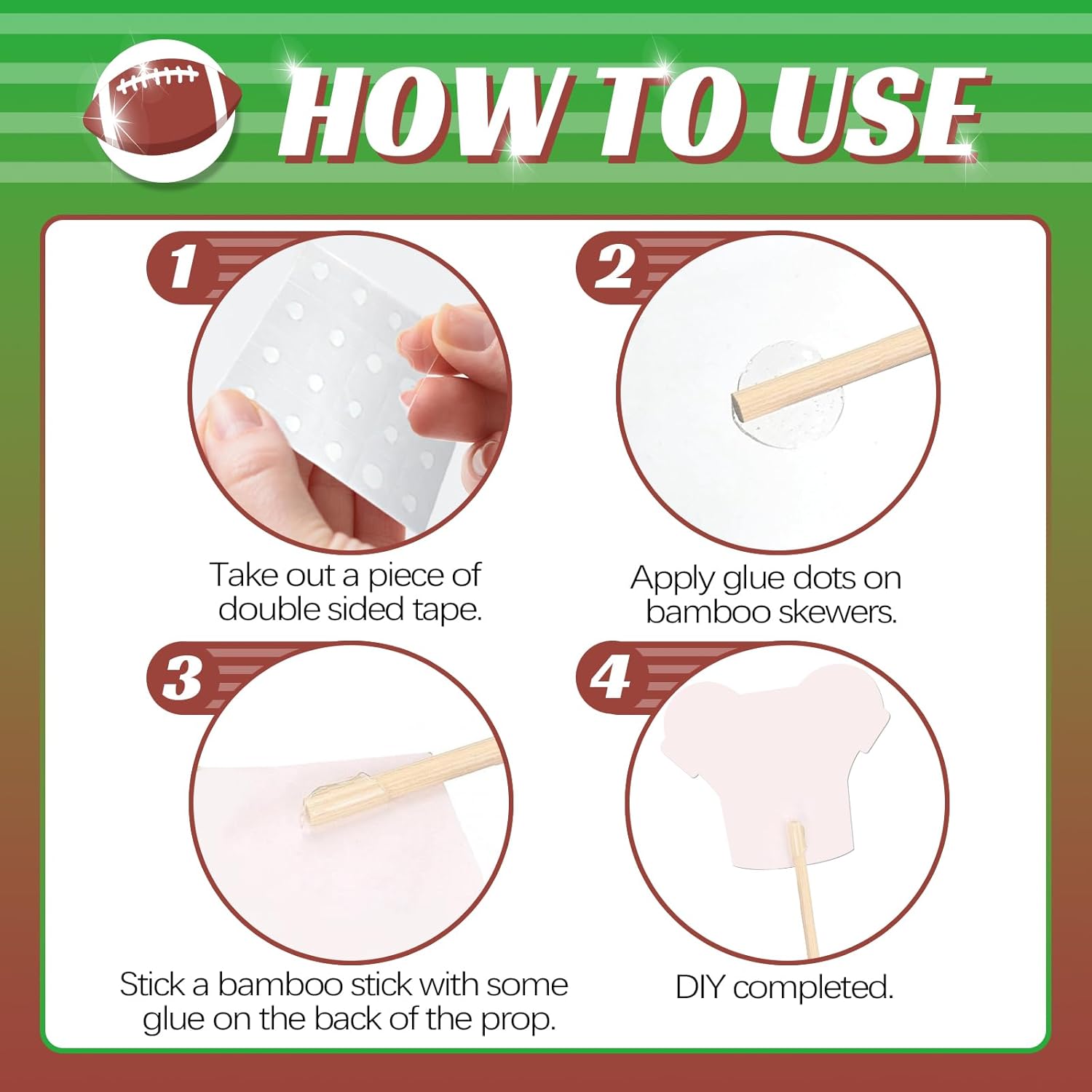 Maicaiffe Football Birthday Photo Booth Props - 24 Pcs Sport Baby Shower Selfie Props Favors Supplies - Game Day Centerpiece Sticks - Football Sign Birthday Party Decorations - Image 2