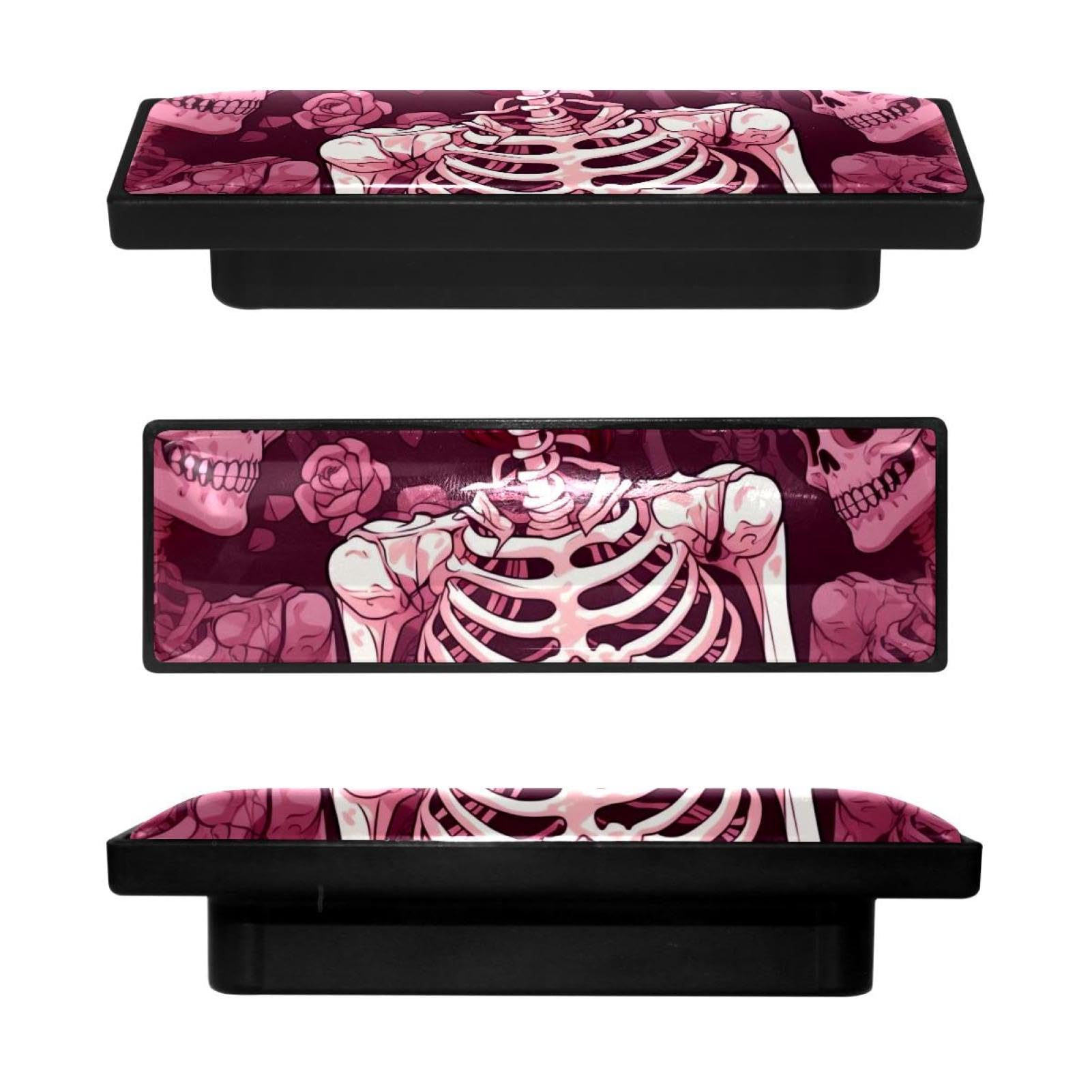Boutons de placard rectangulaires tête de mort pour cuisine et chambre, lot de 4