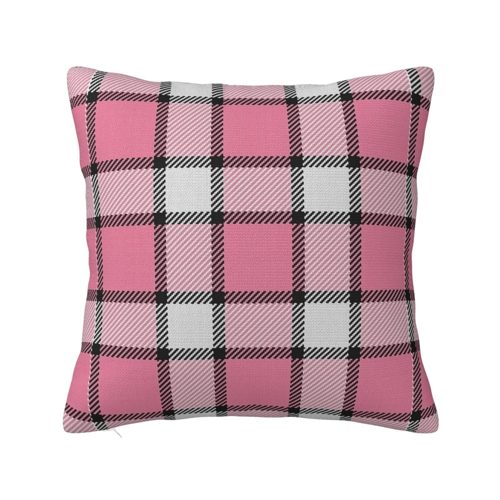 Pink, White and Black Plaid Pillowcase 22"x22"