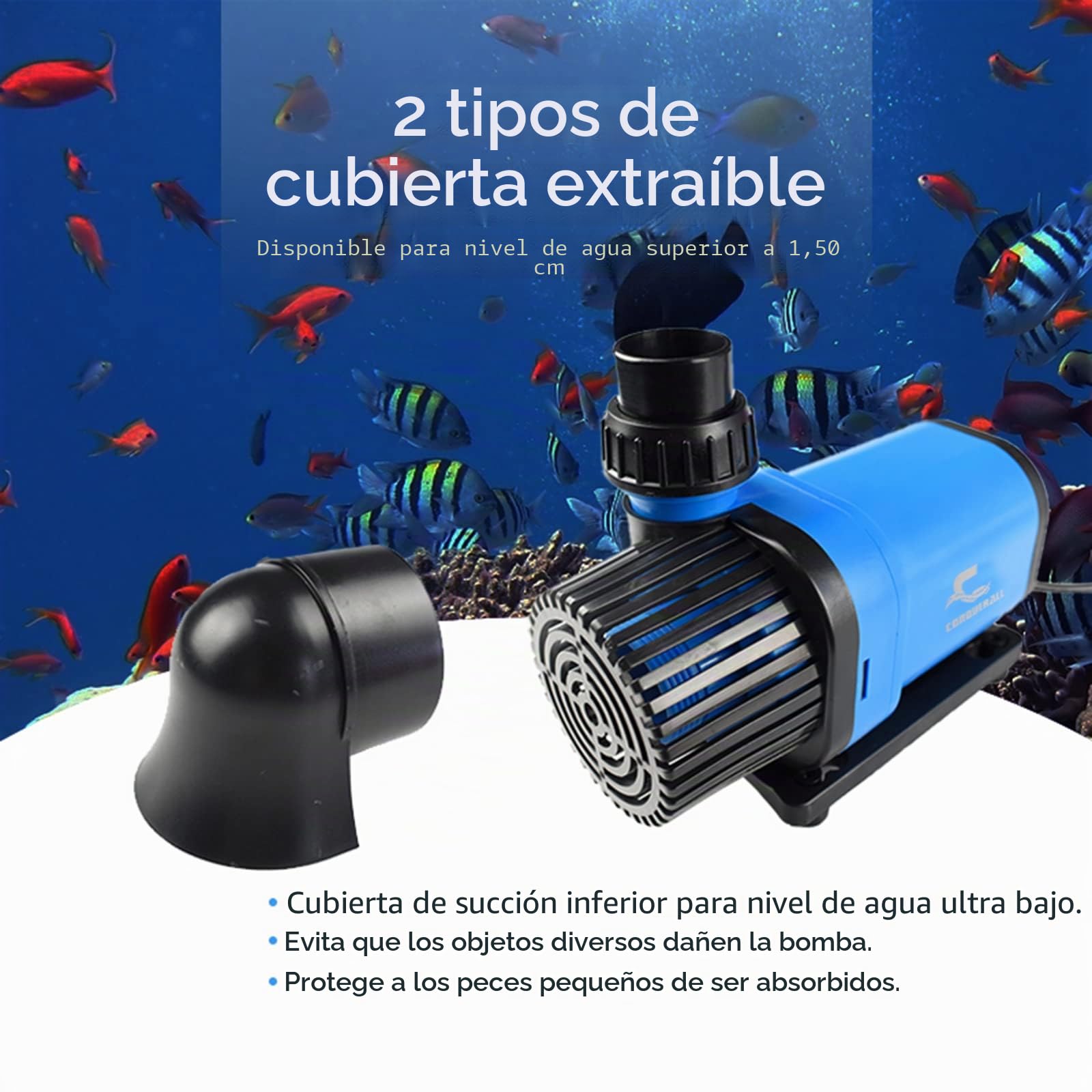 CONQUERALL 2110GPH 40W 16.5ft DC Bomba de Retorno con Controlador CHS-8000 24V Circulación 3 Años de Garantía para Estanques Jardines Fuentes Sumidero Acuicultura Marina Acuarios