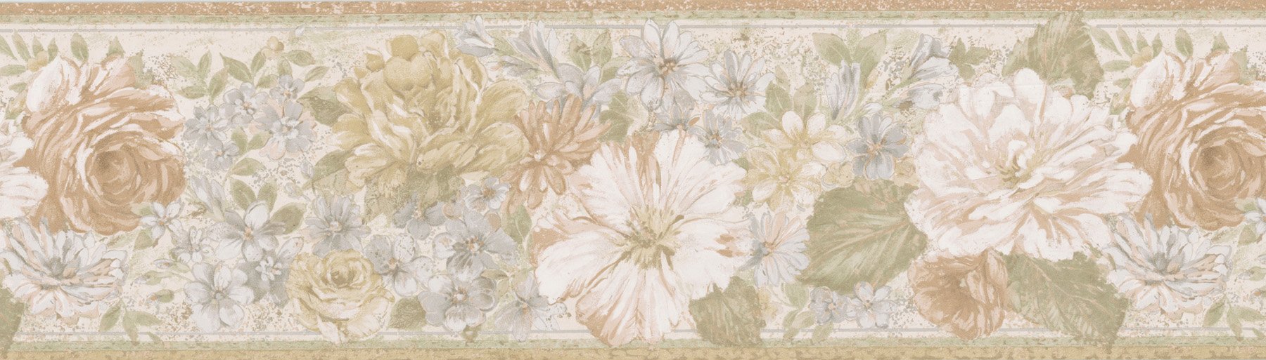 Frise murale florale lavée Brewster 418b038 de 17,5 cm x 457,2 cm pour décoration intérieure