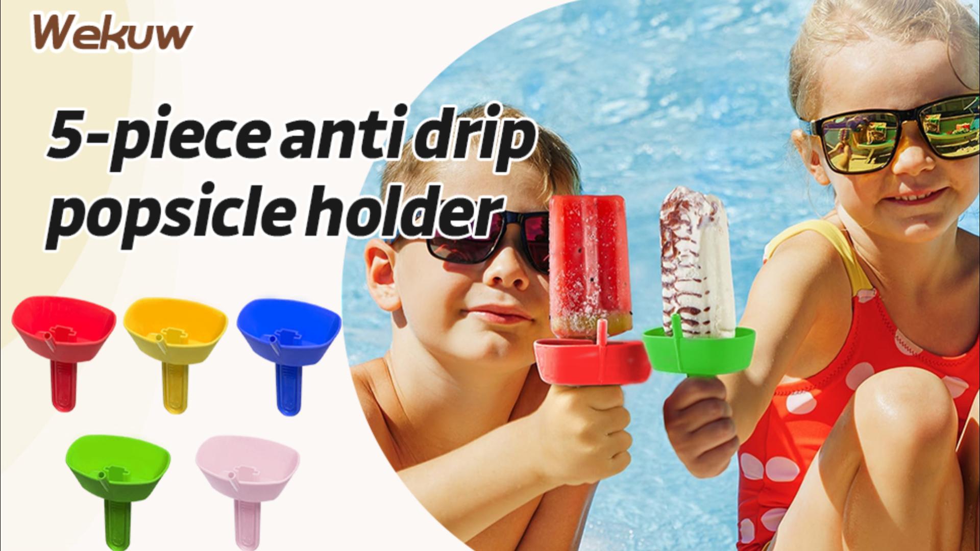 Portaghiaccioli Antigoccia Per Bambini - 5 Pezzi Con Cannuccia, Vassoio Profondo, Manico Antiscivolo - Foto 10