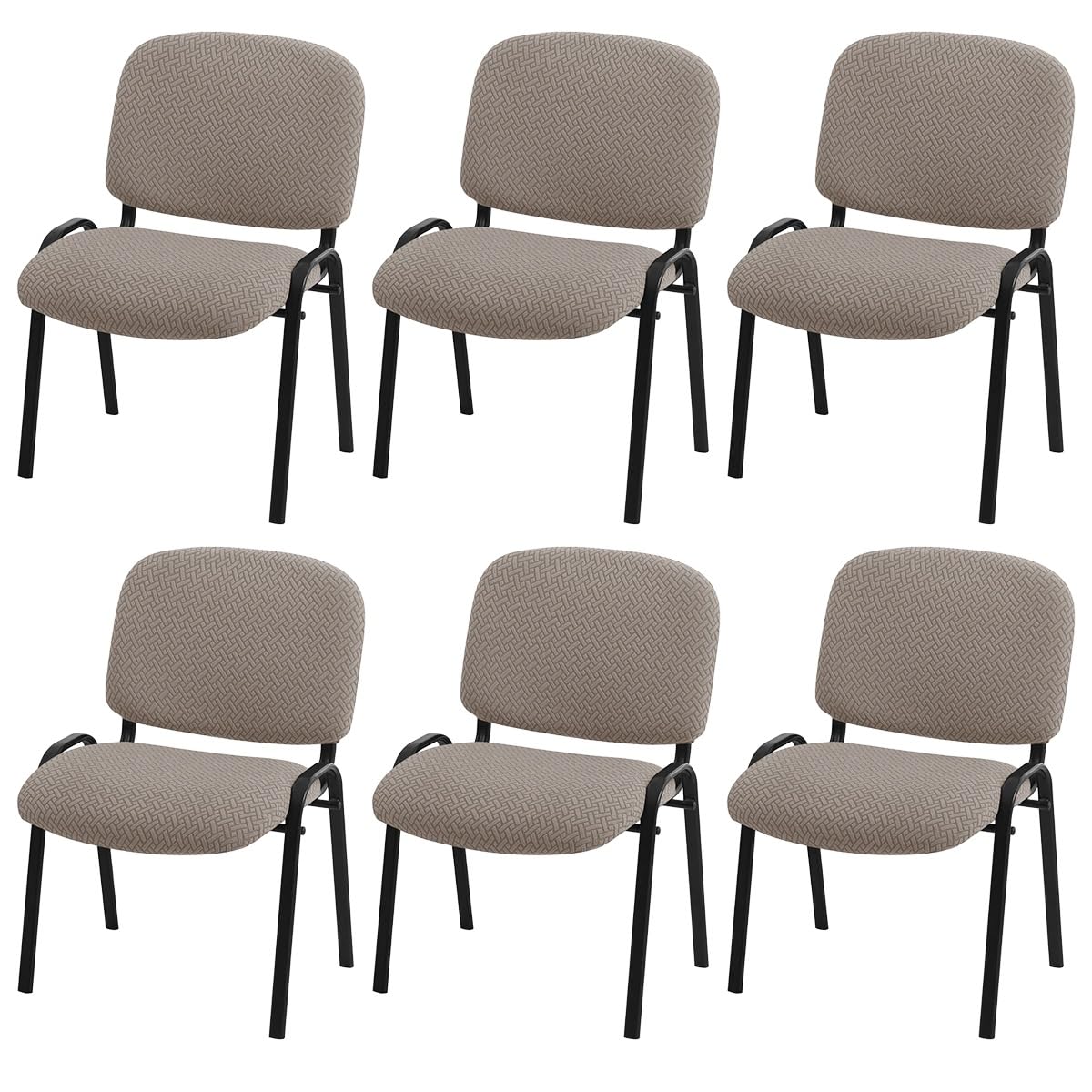Housses De Chaises De Bureau Élastiques en Jacquard pour Visiteurs Ensemble De Deux Housses De Chaises De Salle À Manger Protection Extensible pour Tabourets De Cuisine(Khaki,6PCS)