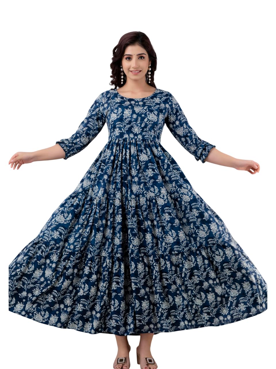 henal Women's Pure Cotton Floral Maternity & Nursing Dress-picture-4
