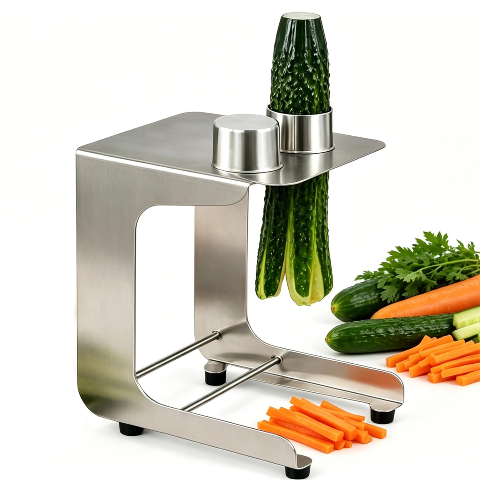 WLSYX Manual Cucumber Cutter, 304 Stainless Steel Vegetable Slicer, Handy Carrot Stick Cutter Tool, W/10+12 Blades, ≤45mm Cutting Diameter and 10 Sticks/min, for Salad, Prep Dishes, Sushi, Kimbap