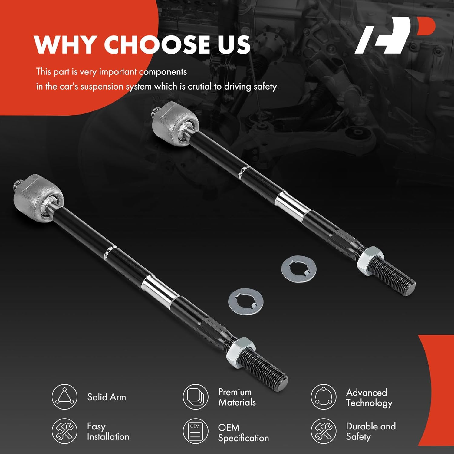 A-Premium 2 x Front Inner Tie Rod Ends, Compatible with Scion tC 2005-2010