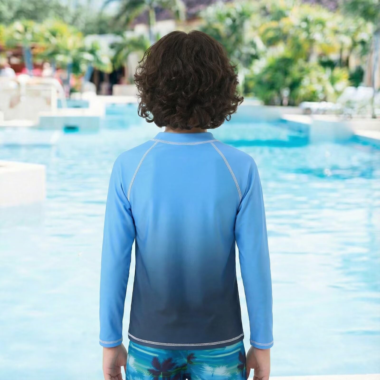 Aisyee Schwimmshirt Jungen Einteiler Langarm Badeshirt Kinder Jungen Badeanzug 122 164/7-16 Jahre