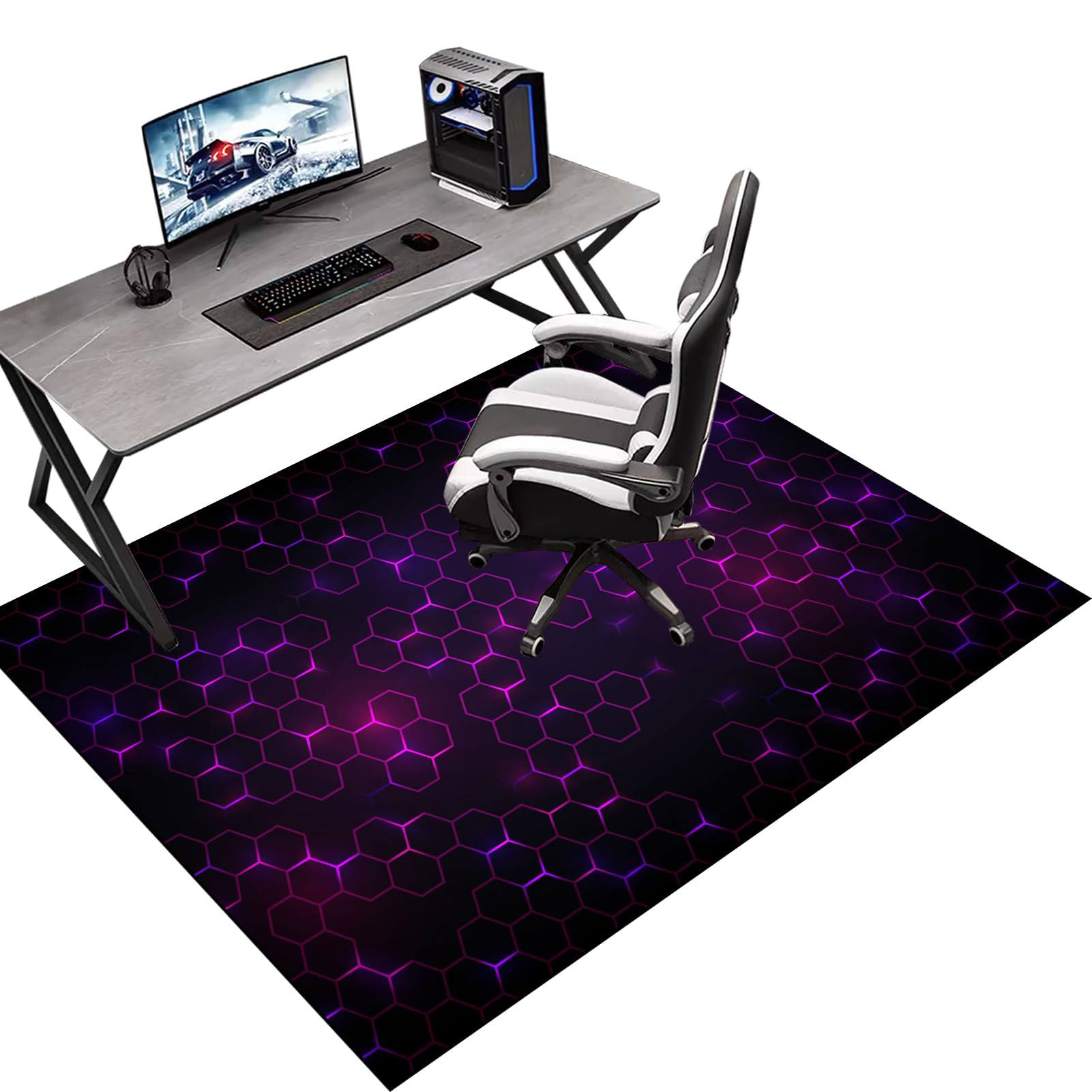 100 x 120 cm Gaming Chair Mat Non-Slip Protective, Office Carpet Protector Chair Mat, Floor Protector for Office Chair, Office Chair Mat for Hardwood Floor, Multi-Purpose Hard Floor Protection Mat