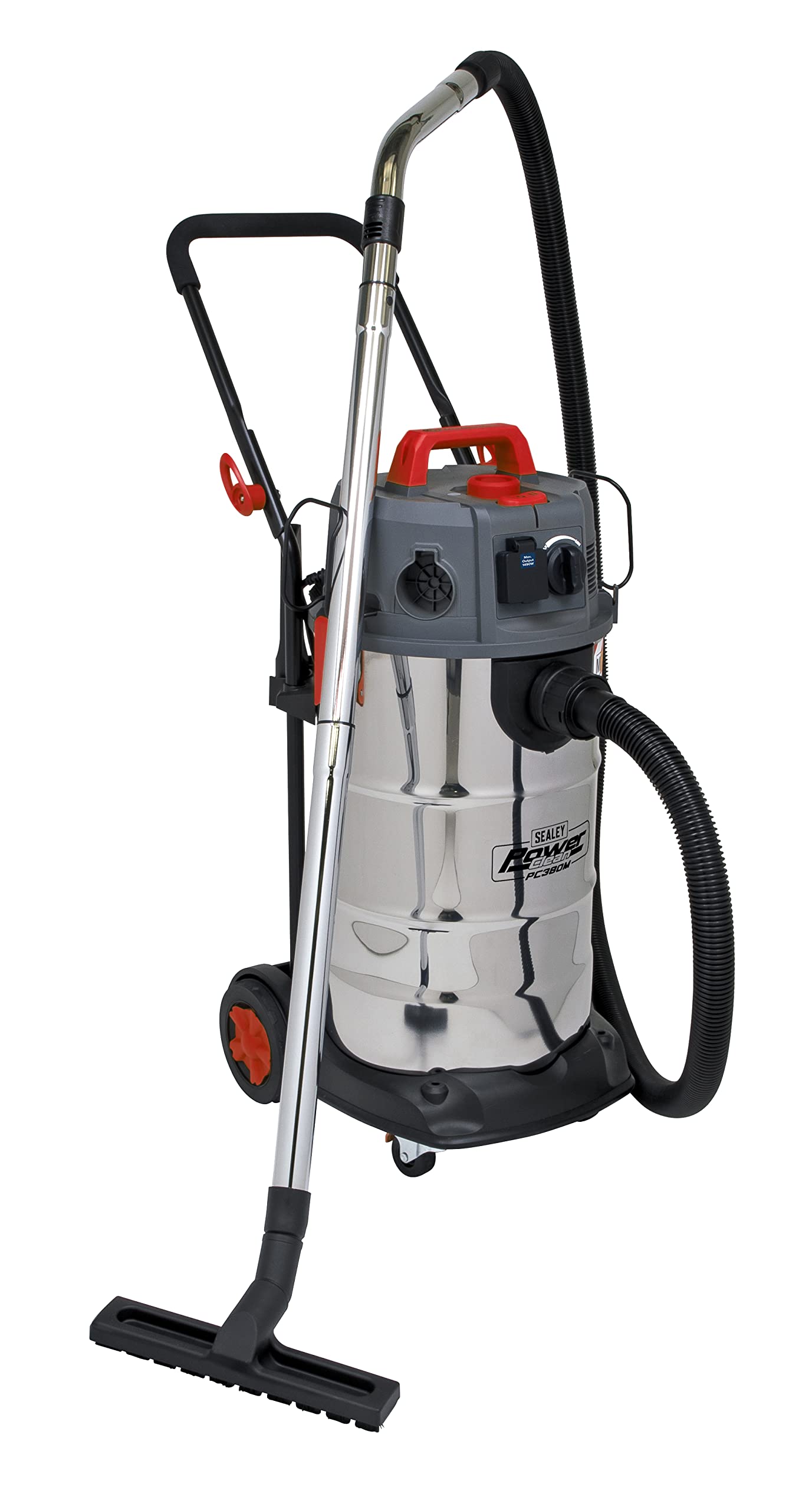  - Sealey Vacuum Cleaner Industrial Dust-Free Wet/dry 38L 1500W/230V Stainless Steel Drum M Class Filtration Pc380M
