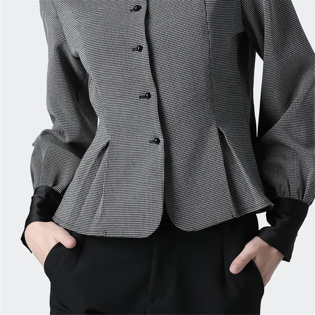 Disimlarl Vintage damska koszula z klapą kołnierza tunika topy elegancka smukła damska bluzka do pracy, Szary, XXL