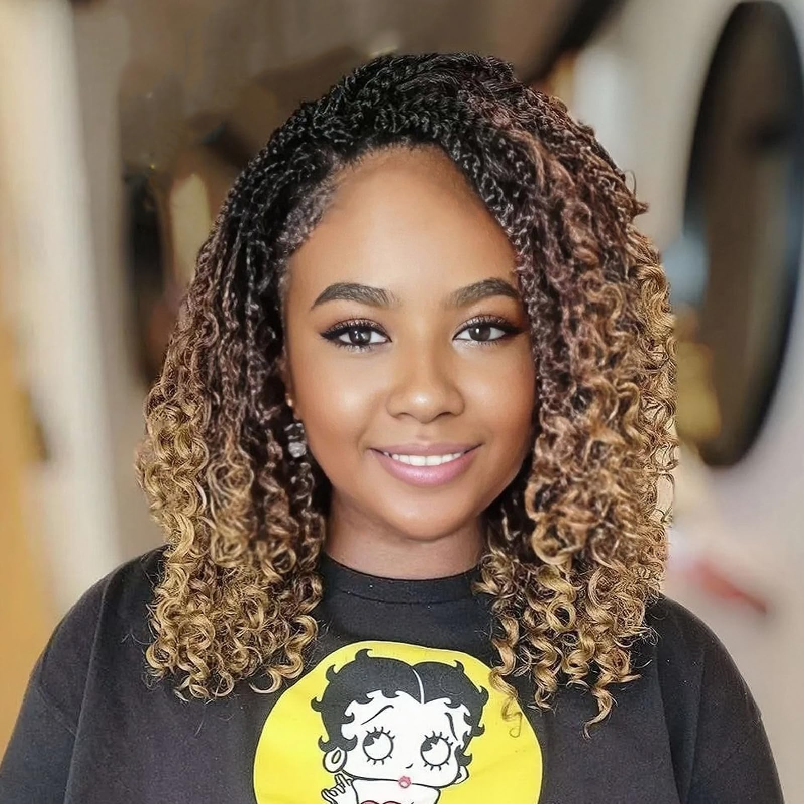 9 Packs Goddess Box Braids Crochet Hair 10 Inch Pre Looped Boho Crochet Braid With Curly Ends Synthetic Boho Box Braids Crochet Hair For Women (10