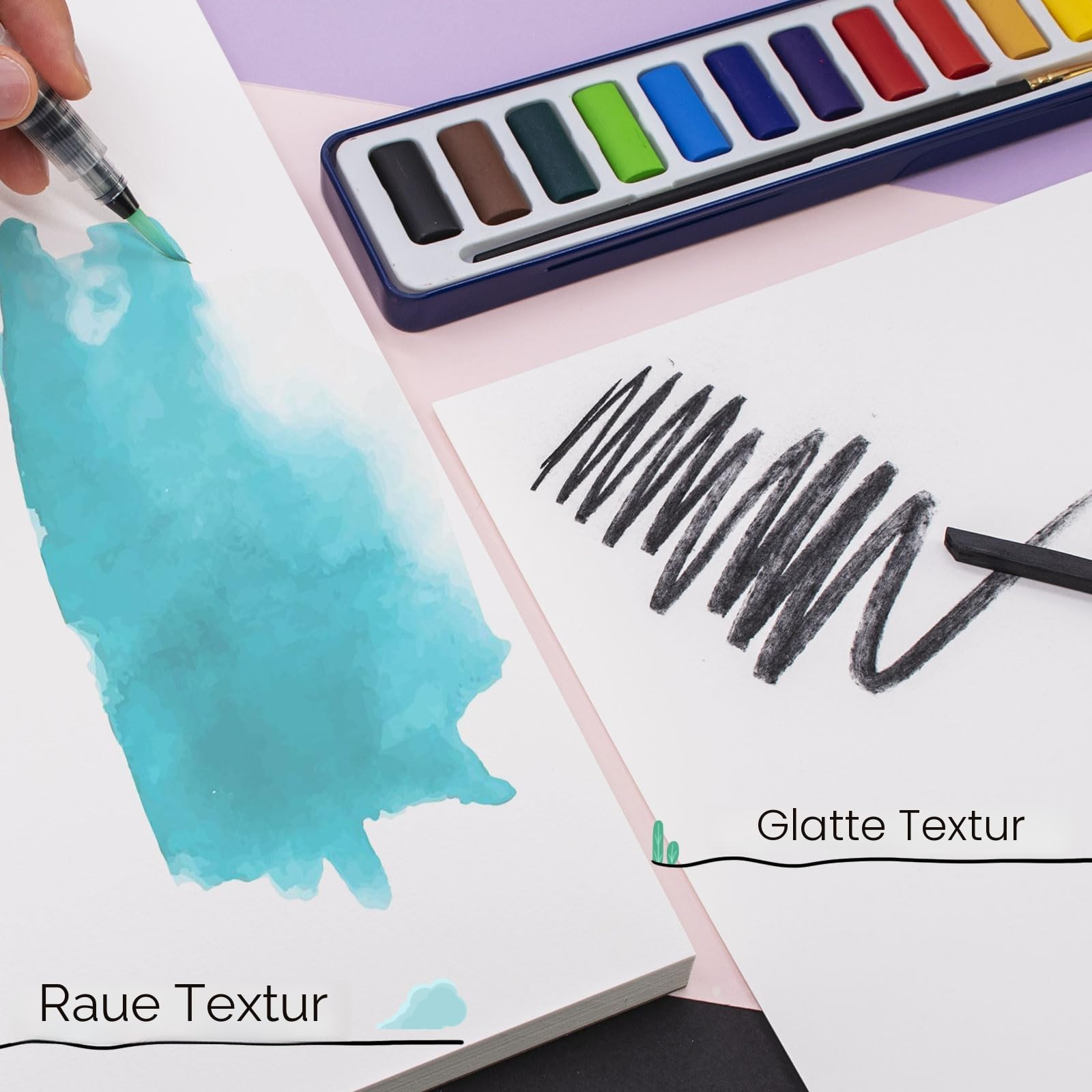 Stationery Island Aquarellpapier A3 300g, 30 Blatt Aquarellblock A3, Aquarell Papier für Wasserfarben, Aquarell Skizzenbuch, Watercolor Paper für Studenten,Anfänger, Skizzenbuch Aquarell