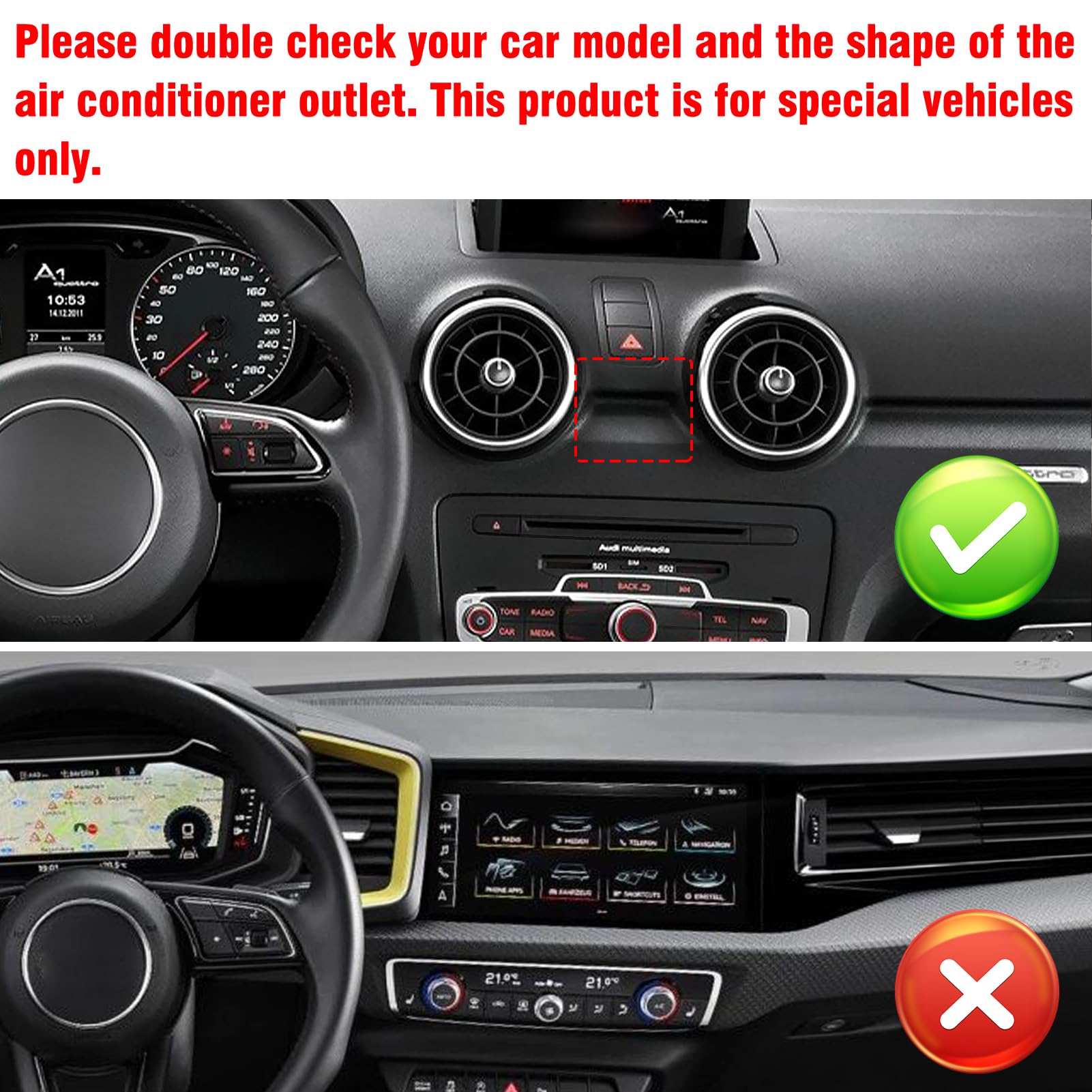 TTCR-II Compatibile con Audi A1 8X 2010 2011 2012 2013 2014 2015 2016 2017 2018 Supporto Telefono, Supporto Cellulare A1 Griglia di Ventilazione, Adatto per Audi Accessories Supporto Auto Telefono
