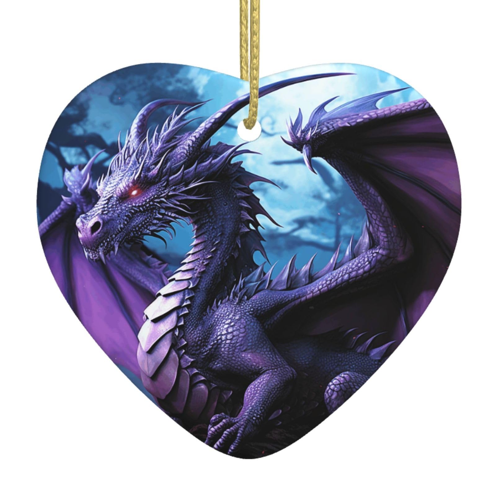 Fodpand Women's White Purple Dragon Purple Moon Christmas Ornaments 2025, Gift Exchange For Men, Collectible Ceramic Ornament Heart Hanging Ornaments For Christmas Tree Decoration