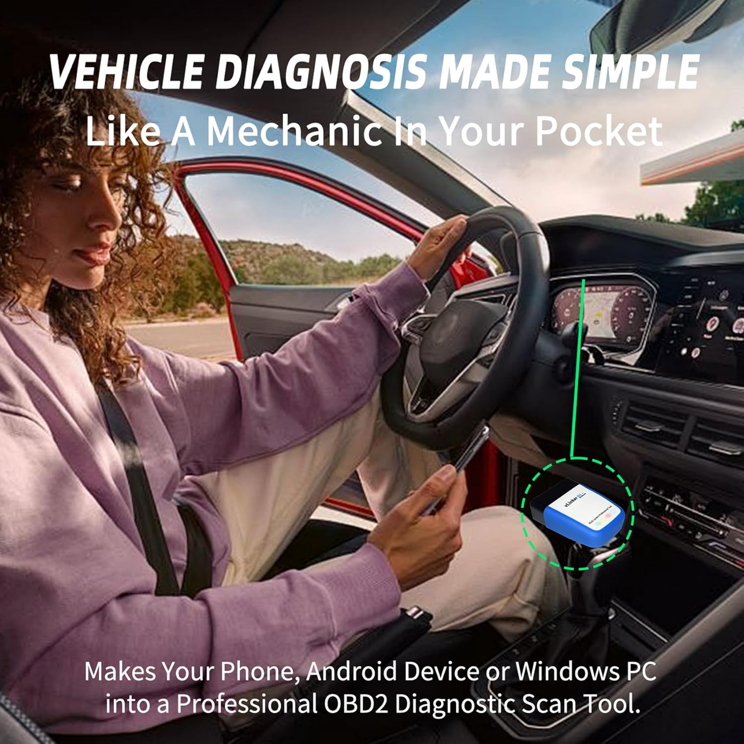 vLinker BM+ in use inside a car