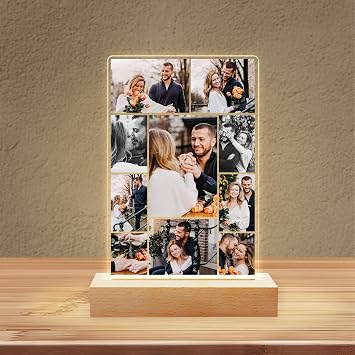 Custom Picture Frames with Photo, Personalized Light Up Picture Frames Customized Photo Plaque with Night Light, Customizable Birthday Photo Gifts for Him Her Girlfriend Boyfriend