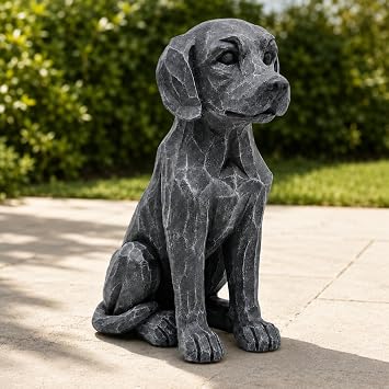 Labrador Dog Statue, 11.22 Inch Resin Retriever Garden Animal Decor | Realistic Hand-Painted Accent For Gardens, Patios, Shelves And Dog Lovers
