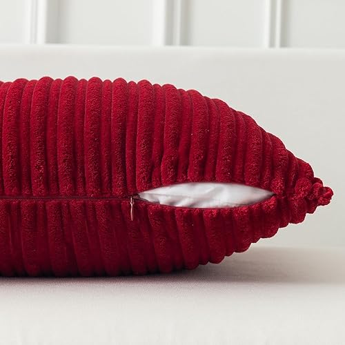 Miniatura 3 de Kevin Textile - Juego de 2 fundas de almohada de pana de terciopelo a rayas