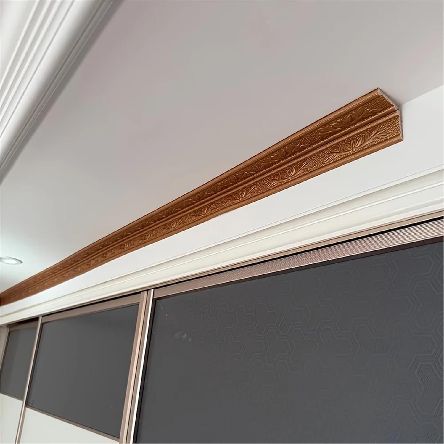 Self-Adhesive 3D Wallpaper Border， 2 Pcs Border for Bathroom Ceiling and Wall Multicolor(Grijs)