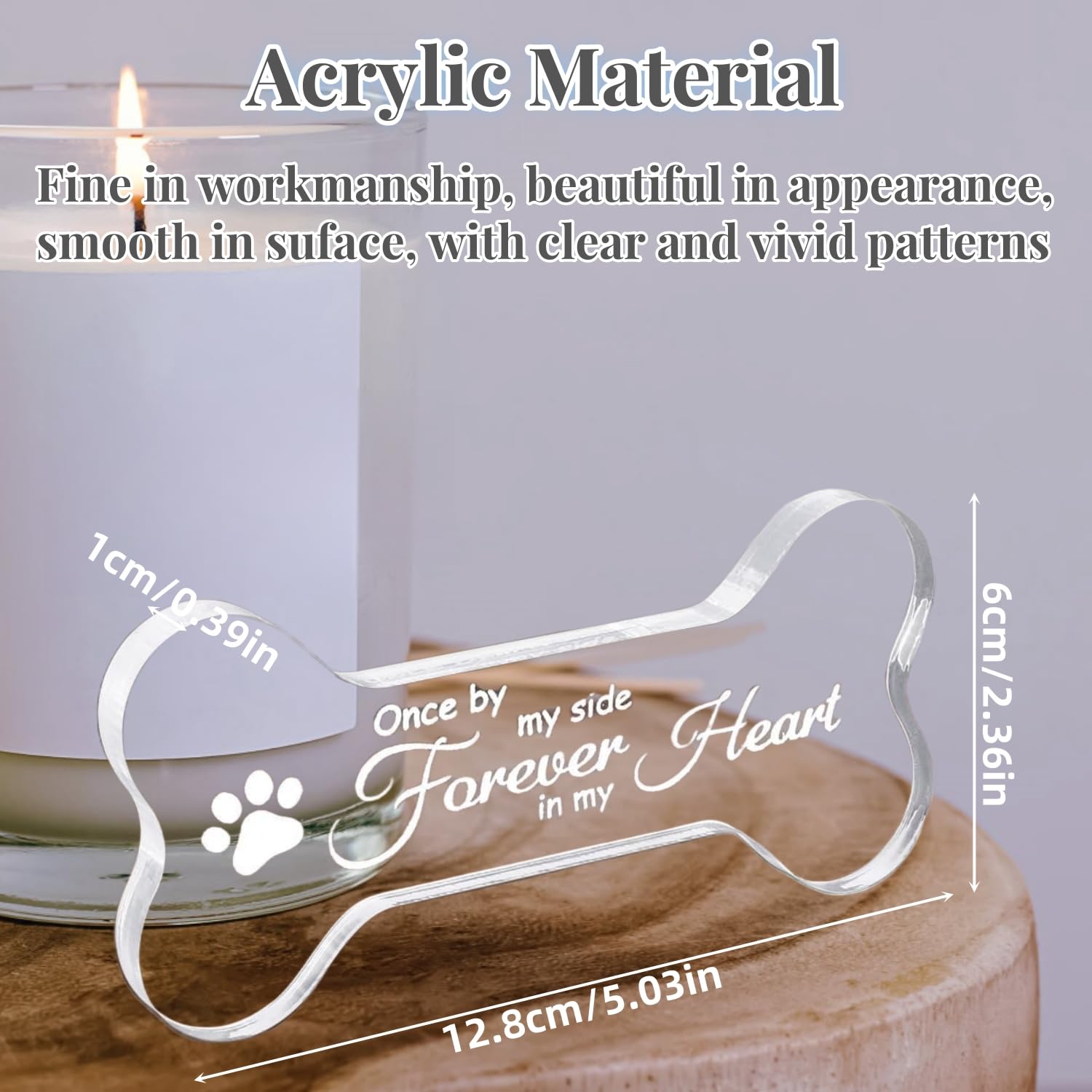 Yiqicomle Pet Memorial Ornament Acrylic Remembrance Gifts for Loss of Dog Cat Sympathy Gift Crystal Bone Shape Decor Memorial Gifts Keepsake for Dogs Puppy Cat - Image 4