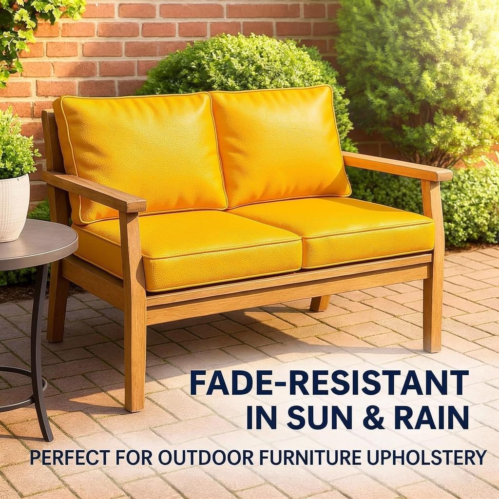 Yellow Marine Vinyl Fabric: Yellow 15 Yards (45' x 54") Upholstery Faux Leather: Waterproof, UV-Resistant, Boats, Indoor/Outdoor Seats, Automotive, Soft Pleather DIY Crafting