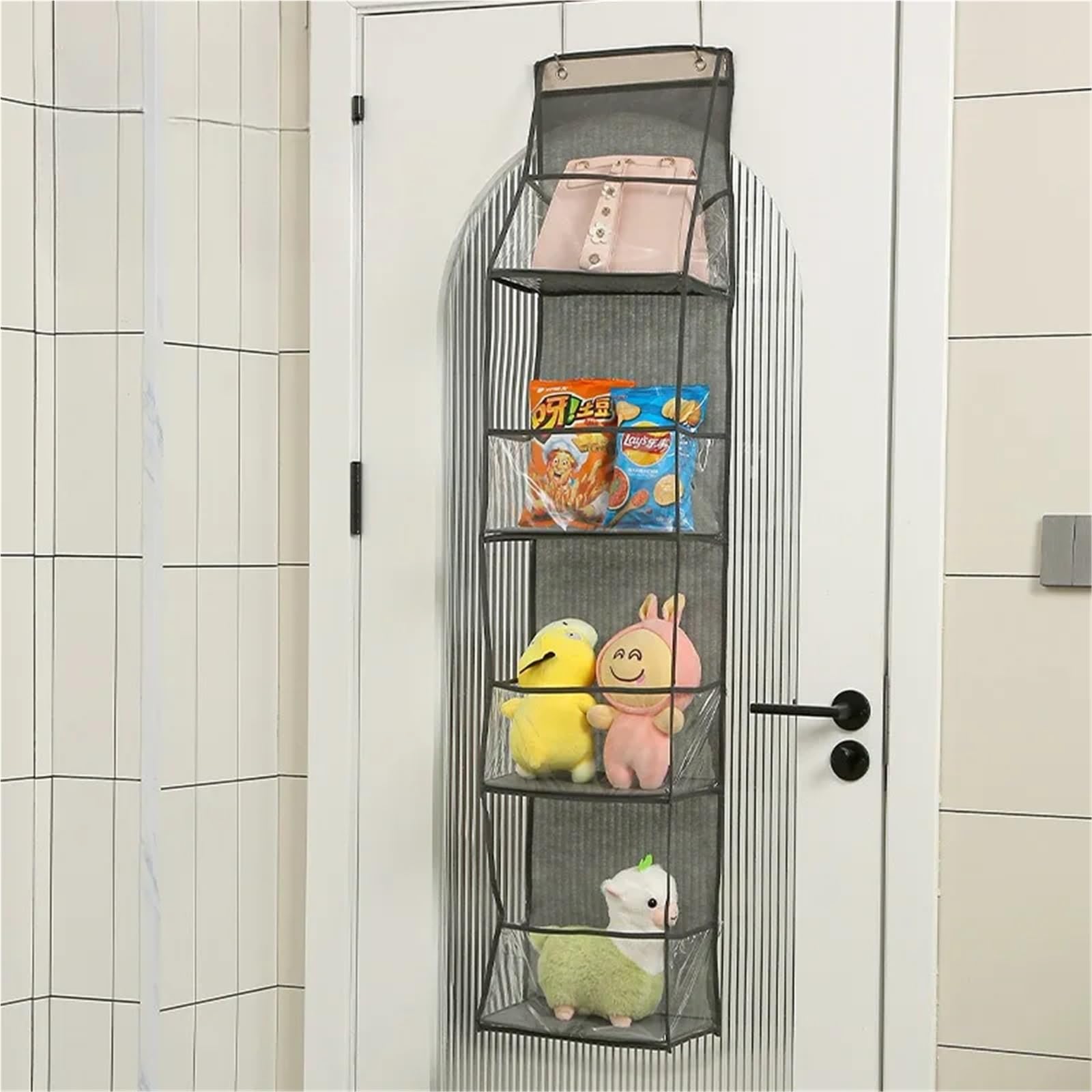 Hängeregal Wall Hanging Wardrobe Hanging Finishing Bags Over The Door Organizer Storage for Closet Clothes Toys Bag Storager Organiser Für Schlafzimmer(White 4-Layer)