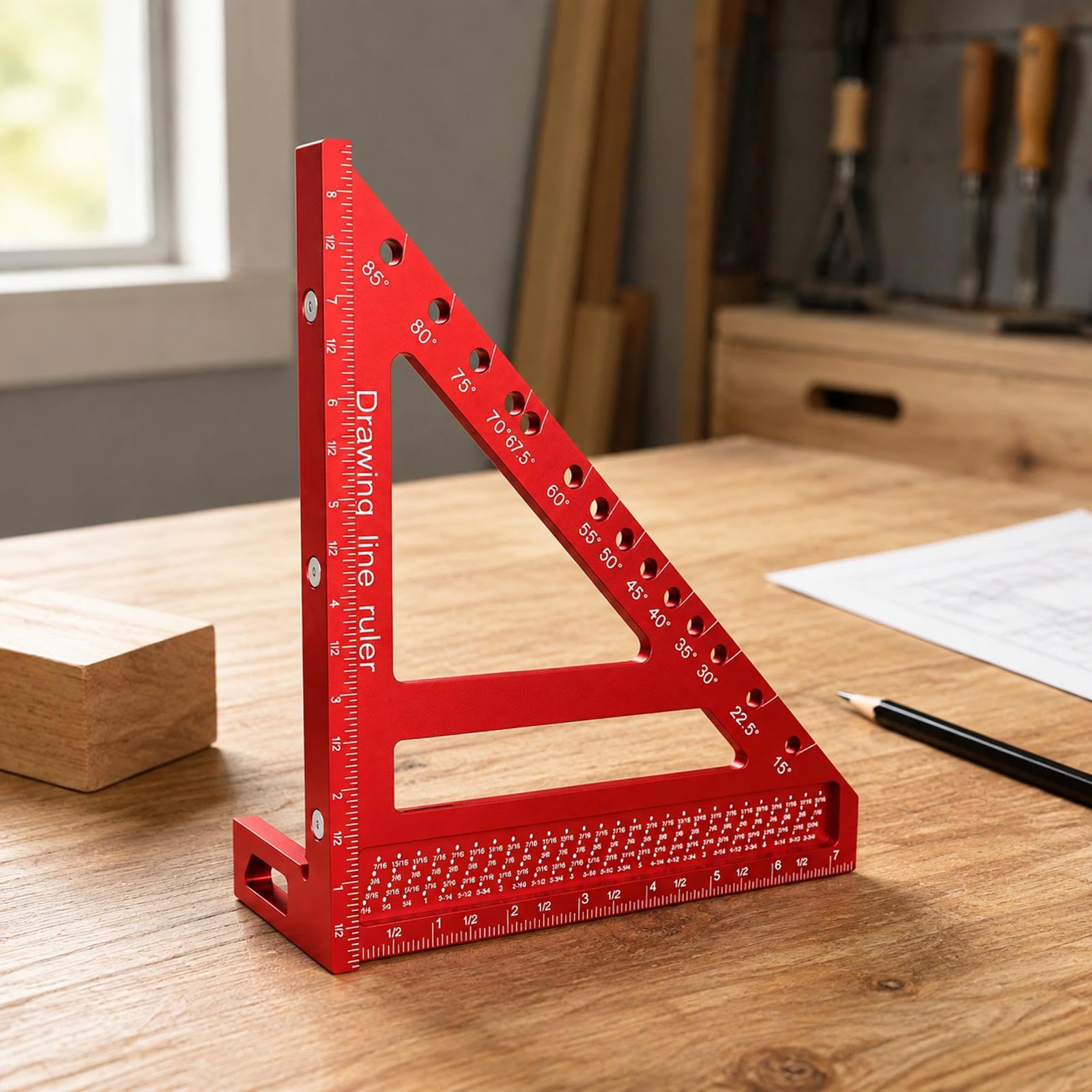 Cuadrado 3D para carpintería con valla lateral para tareas de diseño de piezas de trabajo