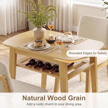 GIANTEX Dining Table Set for 2 w/Rubber Wood Frame, Padded Seat & Backrest