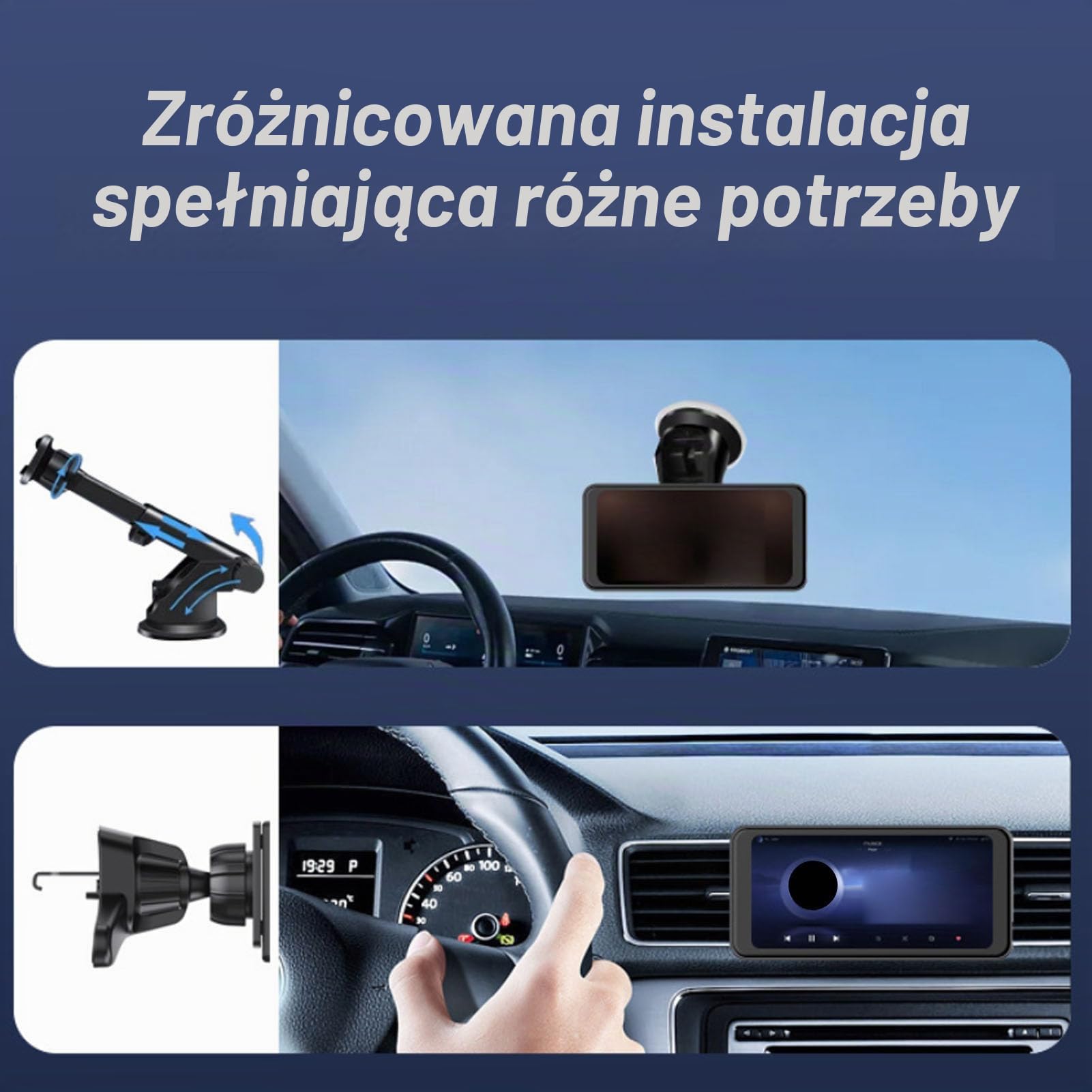 Akozon Bezprzewodowy Ekran Samochodowy 6,5 Cala HD Przenośny Samochodowy Zestaw Stereo z nawigacją GPS Bluetooth do Sterowania Głosowego