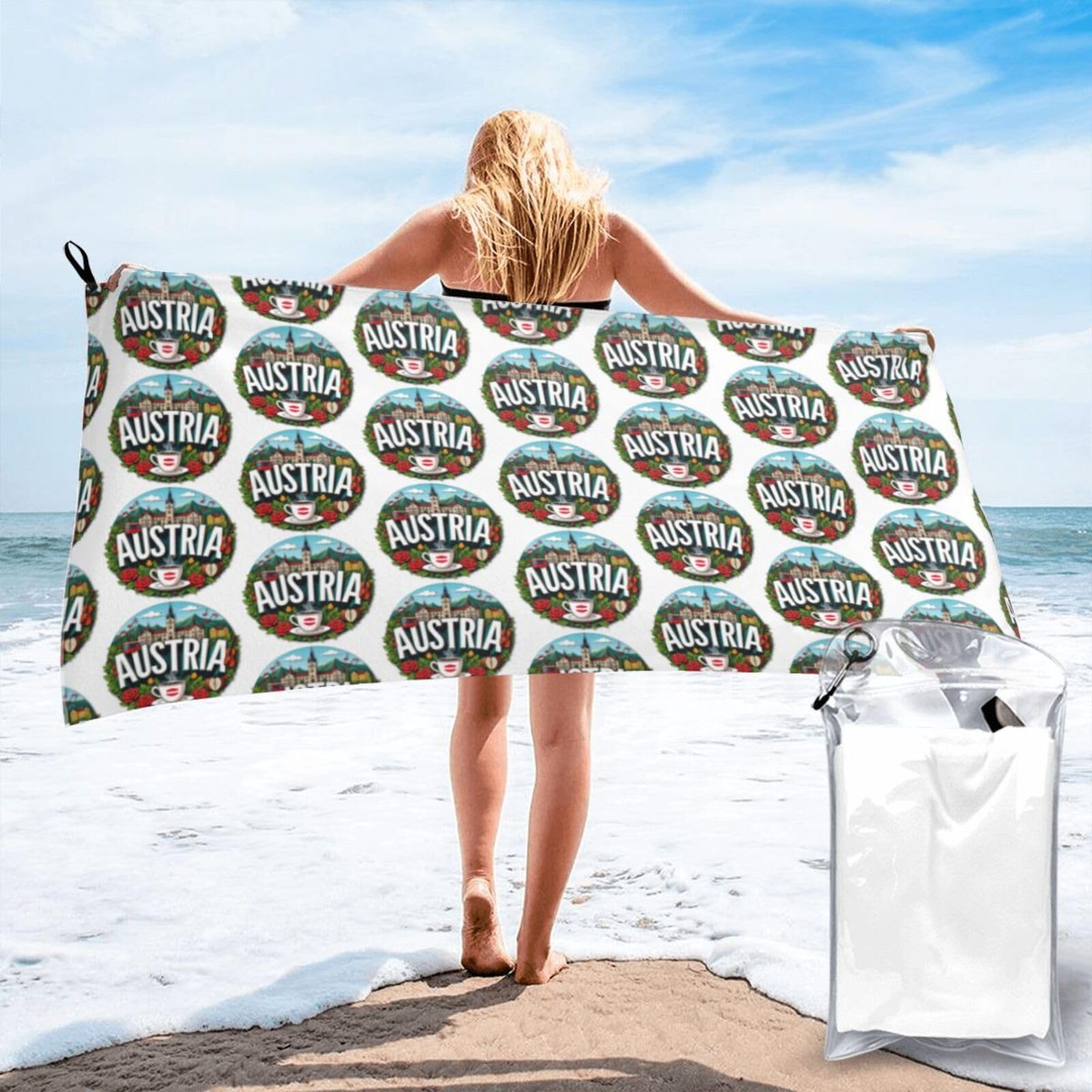 FHIZOAL Austria Landmarks Music Coffe Quick Dry Towel Microfibre Towel Super Absorbent Ultra Compact Gym Sports Beach Camping Travel