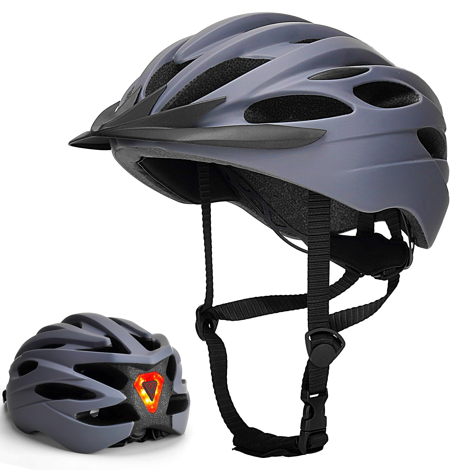 DmTown Fahrradhelm mit Licht, Fahrradhelm Herren Damen mit Visier | Fahrradhelm Erwachsene 54-61cm | 21 Belüftung | Fahrrad Helm Radhelm Urban Cityhelm