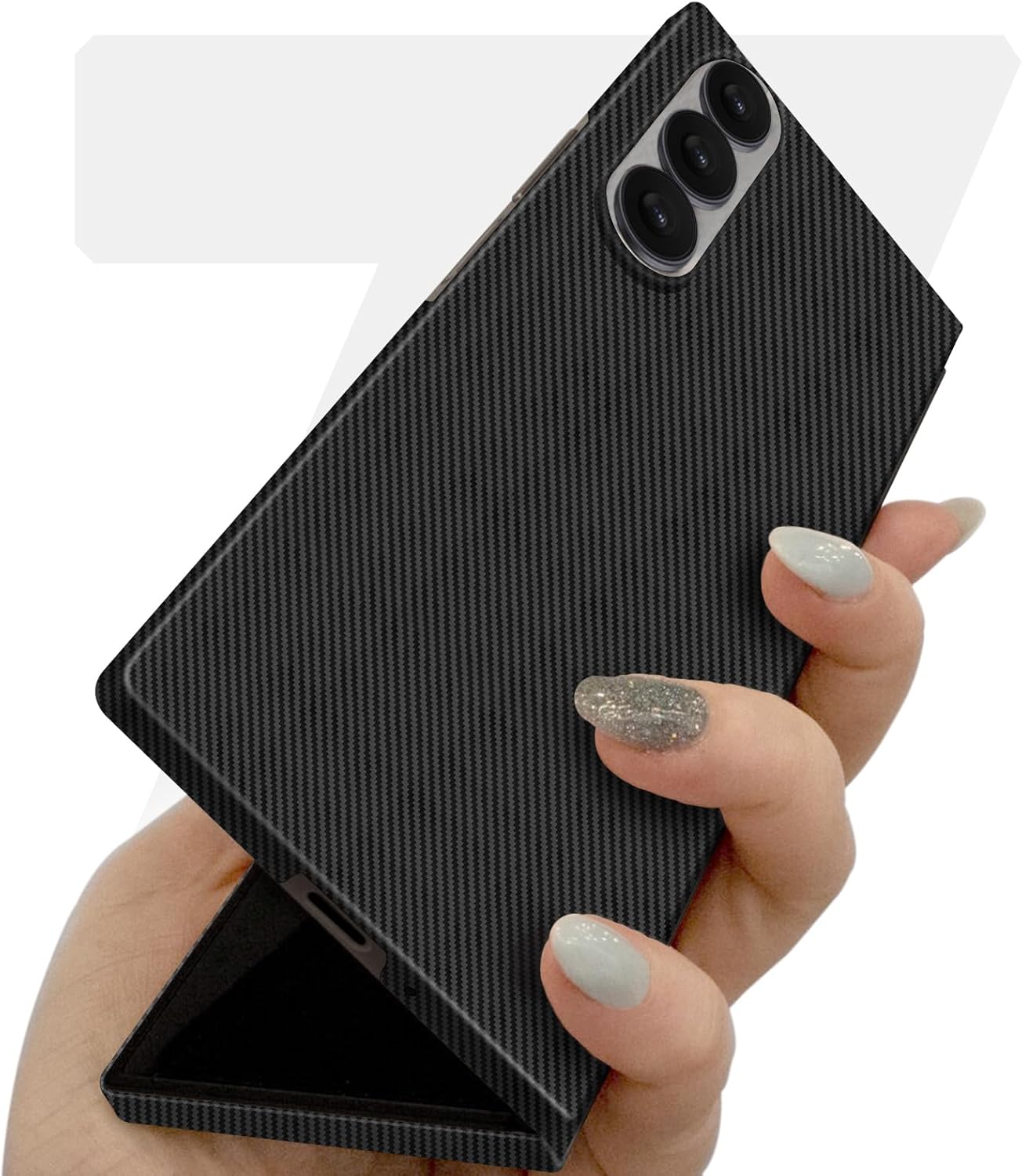 Slim and Thin Carbon Fiber Case Compatible with Samsung Galaxy Z Fold 7, 600D Aramid Fiber Z Fold7 Cover Compatible with Magsafe, Matte Black Gray Twill [NOT Printed] No Hinge Protection