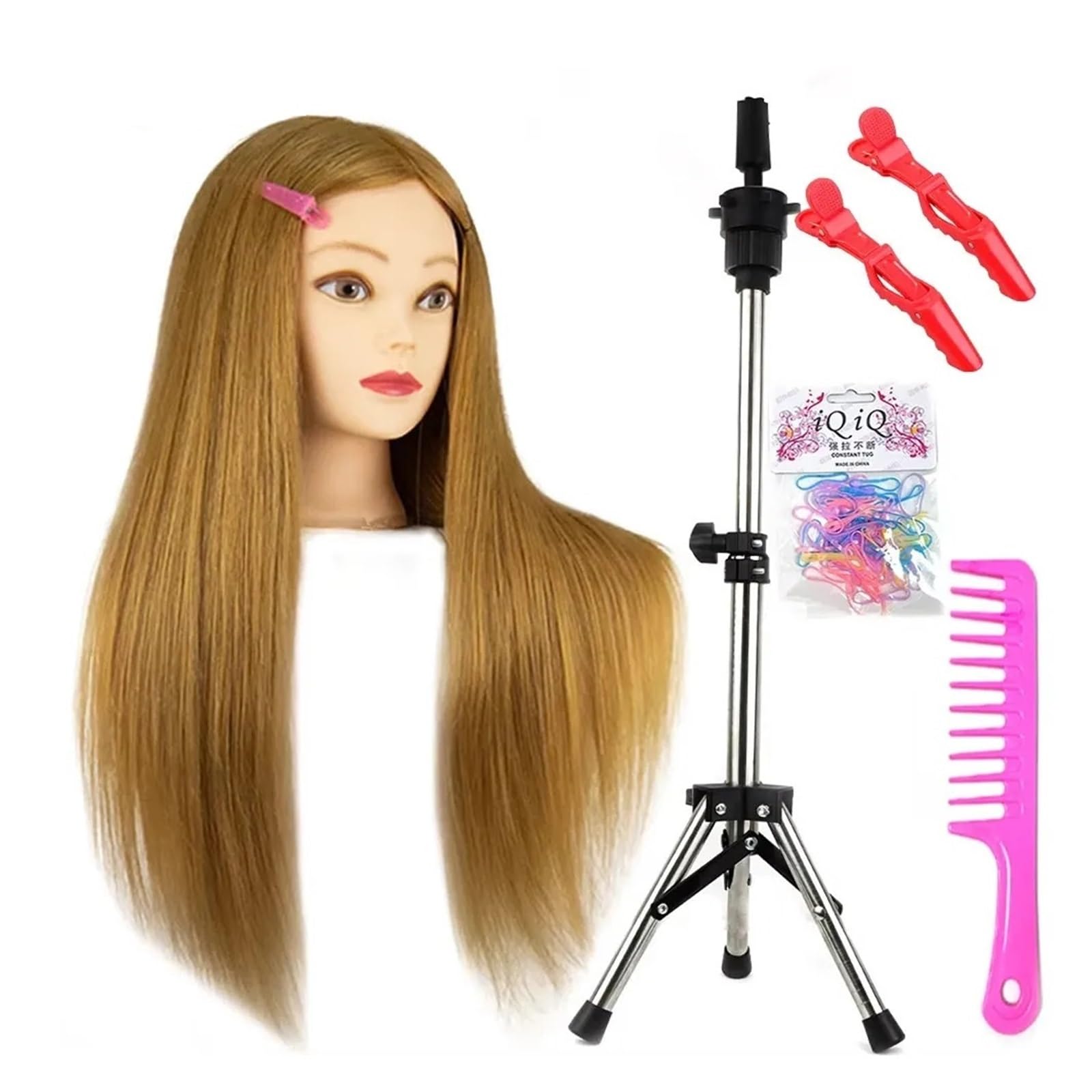 26 Inch Long Mannequin Head With 85%Real Human Hair,Training With , Doll For Styling,Cosmetology Manikin