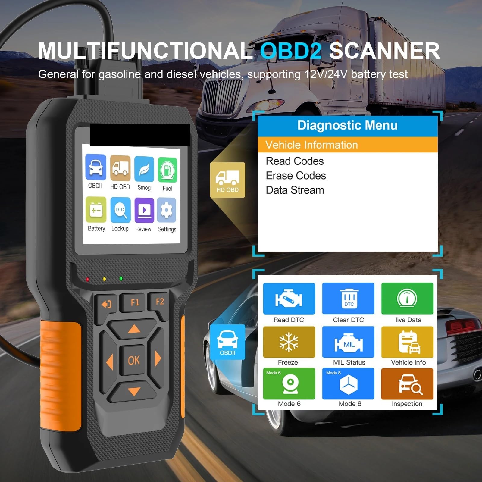 NC601 Auto Scanner Diagnose Werkzeug V Code Reader OBD 2 Motor J1939 Werkzeuge