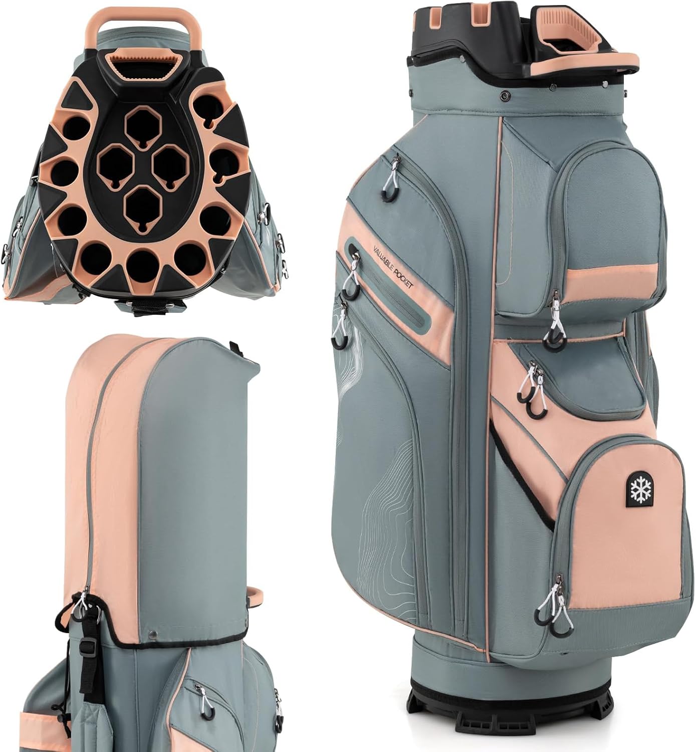 Golf Cart Bag, 14-Way Dividers Lightweight Portable Golf Club Bag with Molded Lock Top, Golf Bags for Men Women