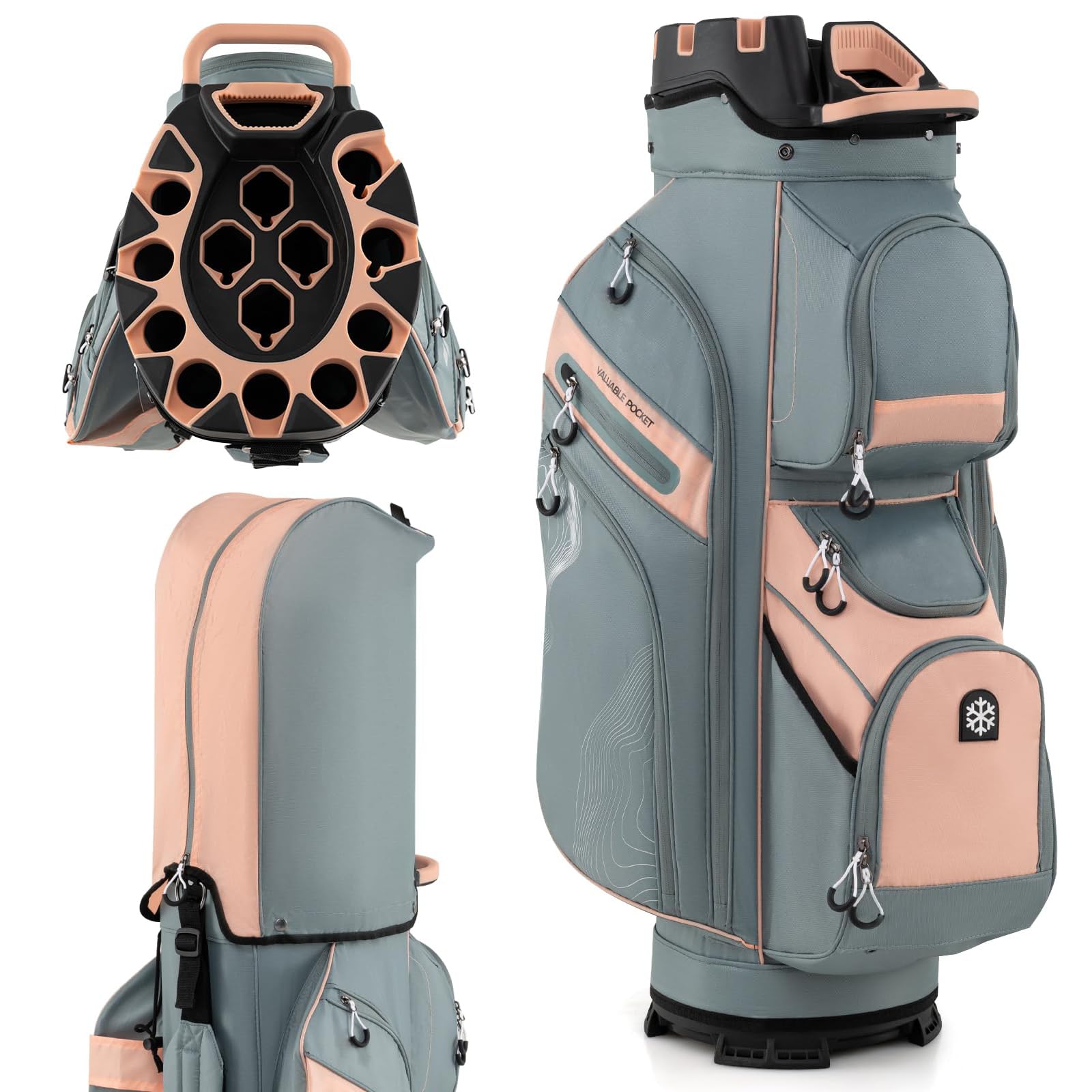 GYMAX Golf Cart Bag, 14-Way Dividers Lightweight Portable Golf
