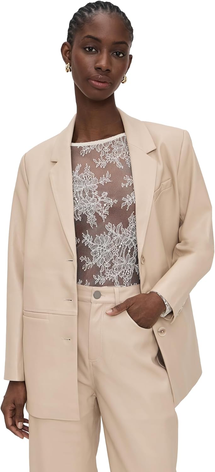 LE BOP Women's Ruthie Faux Leather Blazer