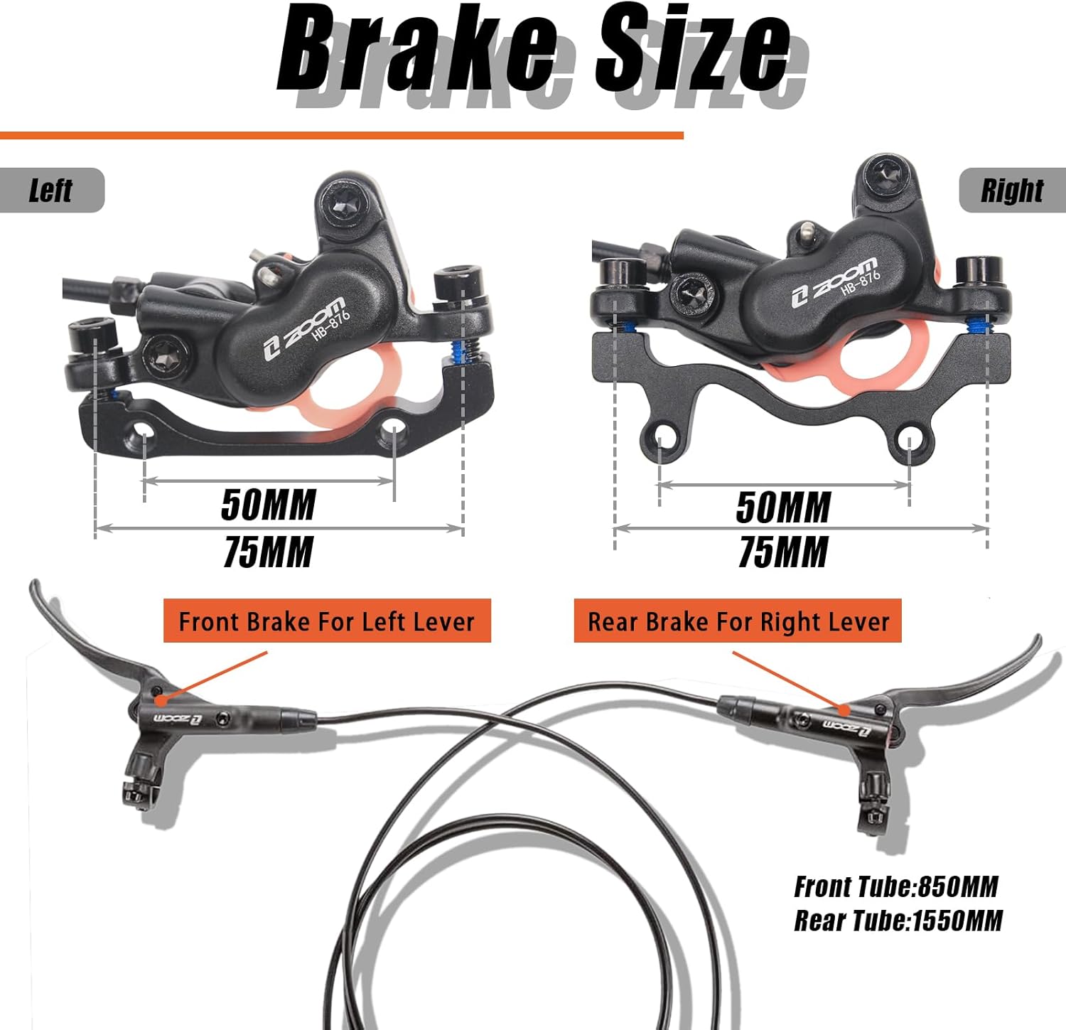 BUCKLOS Zoom MTB 4 Piston Hydraulic Disc Brakes Left Front Bike Hydraulic Brake and 2 in 1 Needle Driver Insertion Tool