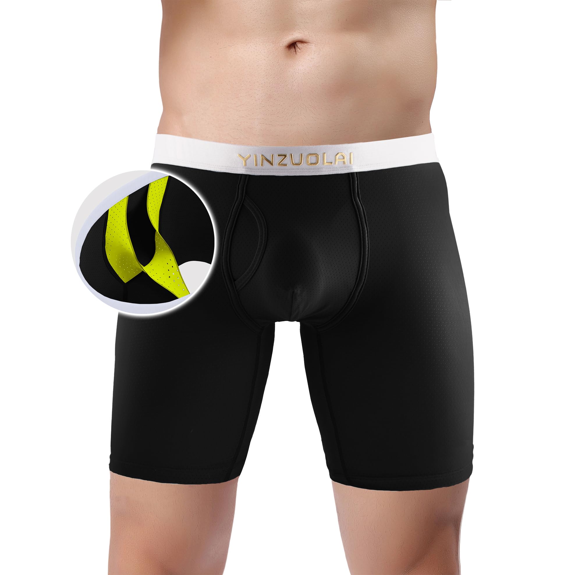 YINZUOLAI Mens Support Ball Pouch Underwear Anti-Chafing Hammock Boxer Briefs Pack
