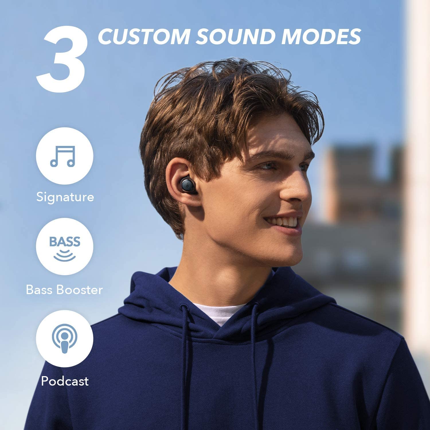soundcore A1 In Ear Sport Bluetooth Kopfhörer, Wireless Earbuds mit Individuellem Sound, 35H Wiedergabe, Kabelloses Aufladen, USB-C Charging, IPX7 Wasserschutz, Tastensteuerung(Generalüberholt)