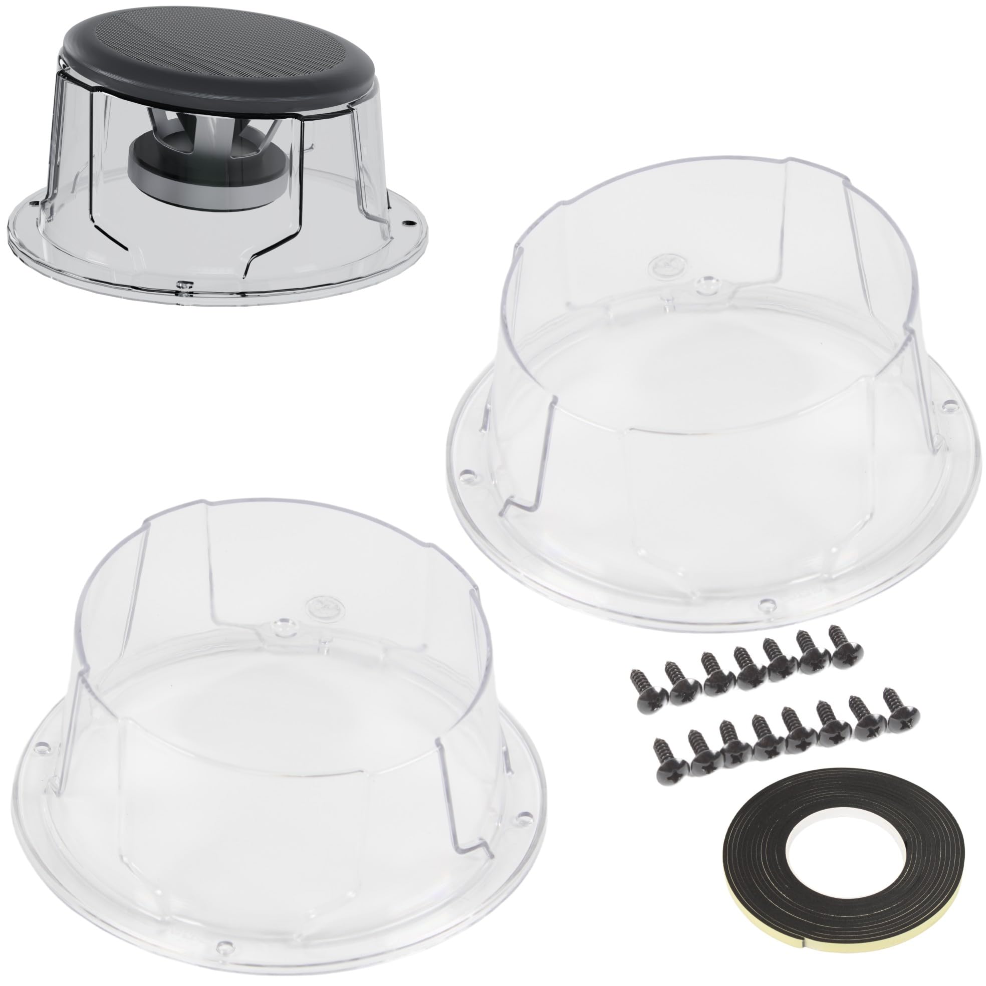 2PCS 4'' to 3.5'' Universal Speaker Tweeter Boxes for UTV ATV RV Boat Trunk Trailer Golf Cart Marine Speaker Enclosures Pods Mount Spacer Rear Deck Kick Panel Box (Transparent, 4 to 3.5inch)