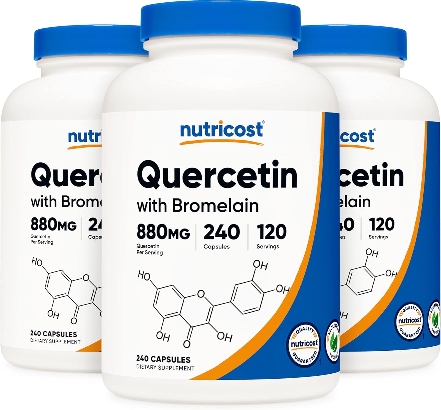 Nutricost Quercetin 880mg, 240 Caps with Bromelain (3 Bottles) : Health & Household