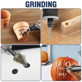 Diamond Grinding Burr Bit Set Compatible with Dremel Rotary Tool, 20Pcs Stone Wood Carving Set with 1/8'' Shank for Stone Wood Ceramic Glass Carving, Engraving, Grinding, Polishing, Sanding