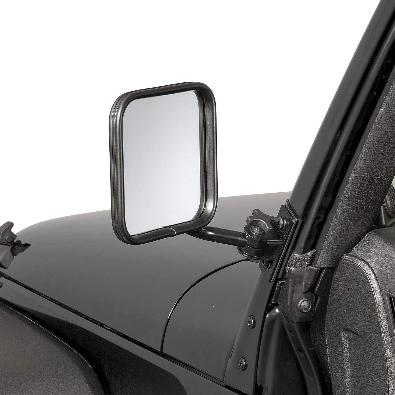 TACTIK Quick Release Side Mirrors, Square Head, Fits Jeep with Doors Off or After-Market Doors - Fits Jeep 97-18 Wrangler TJ, Unlimited, Wrangler & Wrangler Unlimited JK, Durable Doorless Side Mirrors