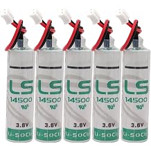 5 Counts LS14500 3.6V 2600mAh AA Li-SOCl2 Replacement Battery for LS 14500 Non-Rechargeable Battery with White Plug